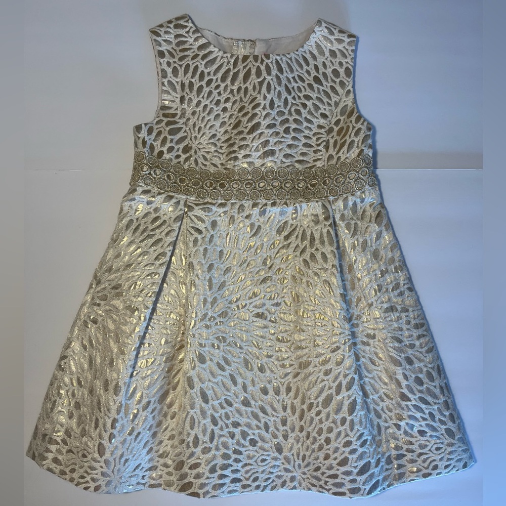 Lilly Pulitzer Girls Dress Gold Abrianna Jacquard 3T Special Occasion NWT - Picture 1 of 4